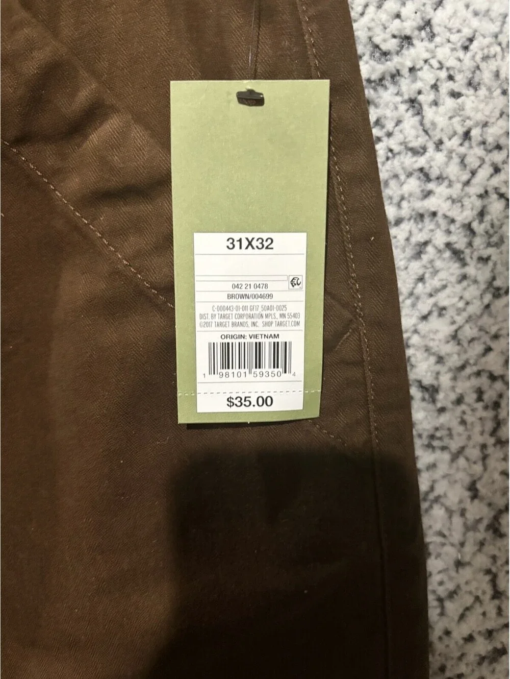 Goodfellow & Co Utility Straight Leg Pants Mens 31x32 Brown Cotton Mid Rise